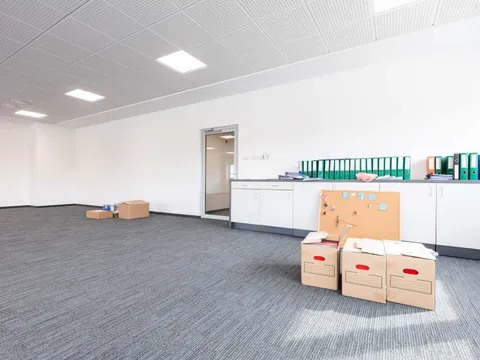 Cardboard boxes packed for an office move